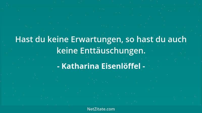 Katharina Eisenlöffel - Hast du keine Erwartungen, so hast du auch keine Enttäuschungen....