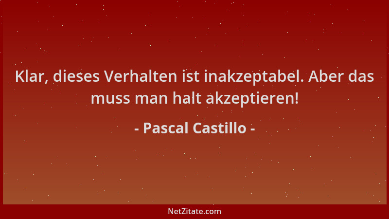 Pascal Castillo - Klar, dieses Verhalten ist inakzeptabel. Aber das muss man halt akzeptieren!...
