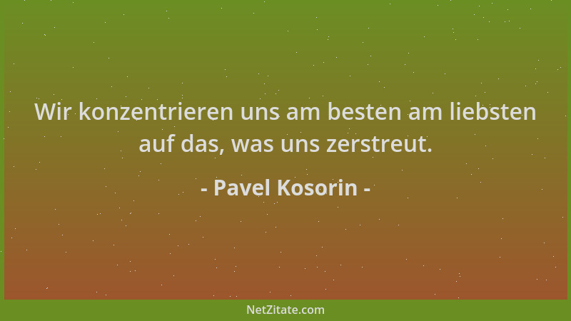 Pavel Kosorin - Wir konzentrieren uns am besten am liebsten auf das, was uns zerstreut....