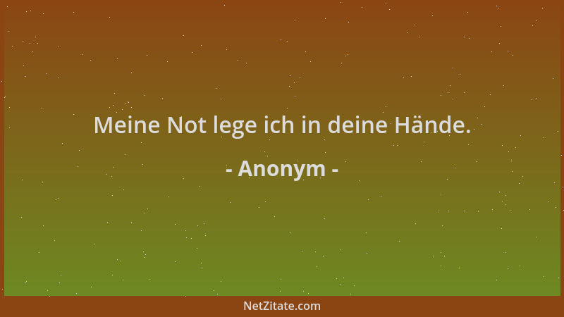 Anonym - Meine Not lege ich in deine Hände....