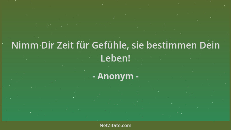 Anonym - Nimm Dir Zeit für Gefühle, sie bestimmen Dein Leben!...