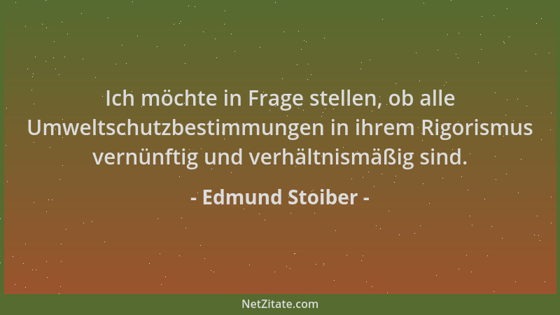 Edmund Stoiber - Ich möchte in Frage stellen, ob alle Umweltschutzbestimmungen in ihrem Rigorismus vernünftig und verhältni...
