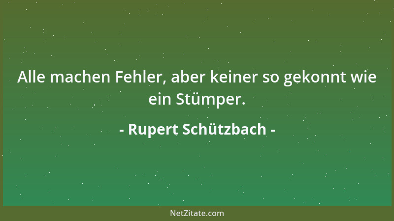 Rupert Schützbach - Alle machen Fehler, aber keiner so gekonnt wie ein Stümper....