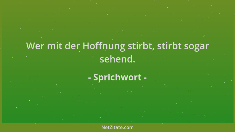Sprichwort - Wer mit der Hoffnung stirbt, stirbt sogar sehend....