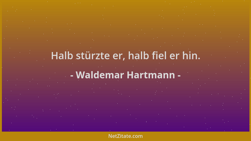 Waldemar Hartmann - Halb stürzte er, halb fiel er hin....