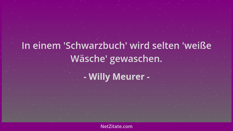 Willy Meurer - In einem  'Schwarzbuch ' wird selten  'weiße Wäsche ' gewaschen....