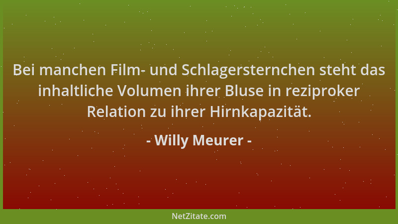 Willy Meurer - Bei manchen Film- und Schlagersternchen steht das inhaltliche Volumen ihrer Bluse in reziproker Relation zu...