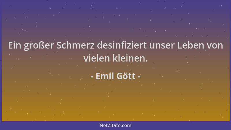 Emil Gött - Ein großer Schmerz desinfiziert unser Leben von vielen kleinen....