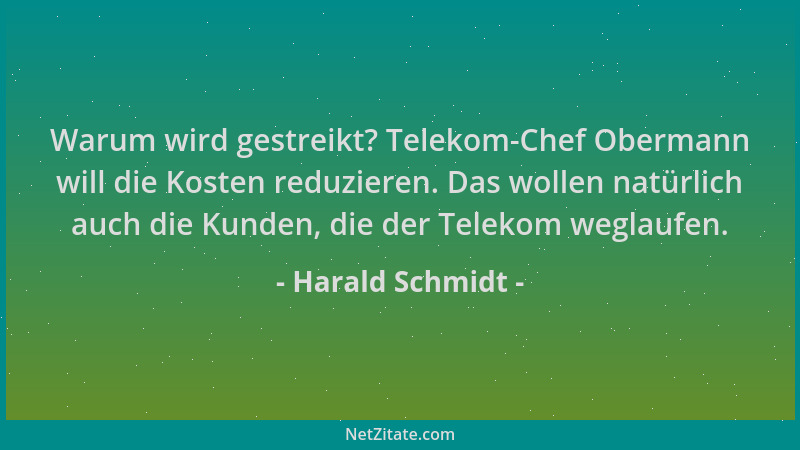 Harald Schmidt - Warum wird gestreikt? Telekom-Chef Obermann will die Kosten reduzieren. Das wollen natürlich auch die Kund...