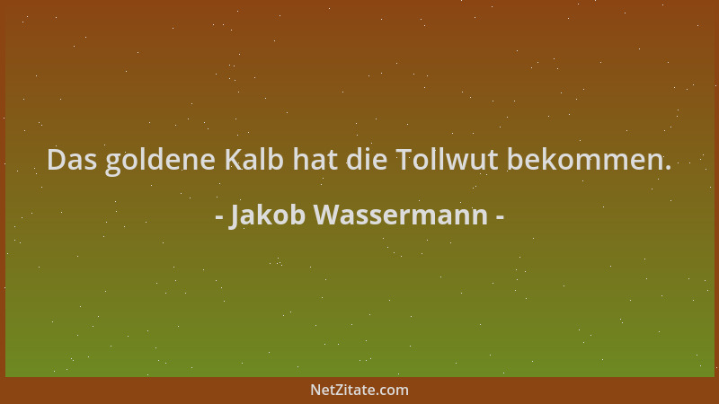 Jakob Wassermann - Das goldene Kalb hat die Tollwut bekommen....