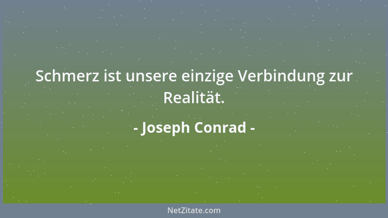 Joseph Conrad - Schmerz ist unsere einzige Verbindung zur Realität....