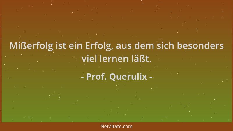 Prof. Querulix - Mißerfolg ist ein Erfolg, aus dem sich besonders viel lernen läßt....