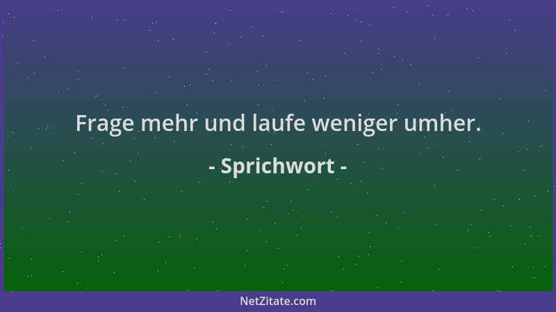 Sprichwort - Frage mehr und laufe weniger umher....