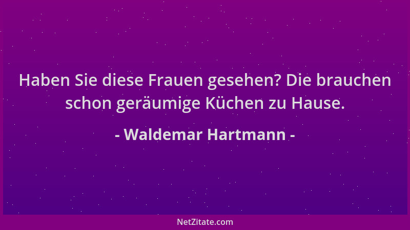 Waldemar Hartmann - Haben Sie diese Frauen gesehen? Die brauchen schon geräumige Küchen zu Hause....