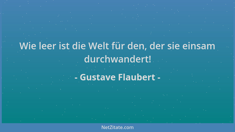 Gustave Flaubert - Wie leer ist die Welt für den, der sie einsam durchwandert!...