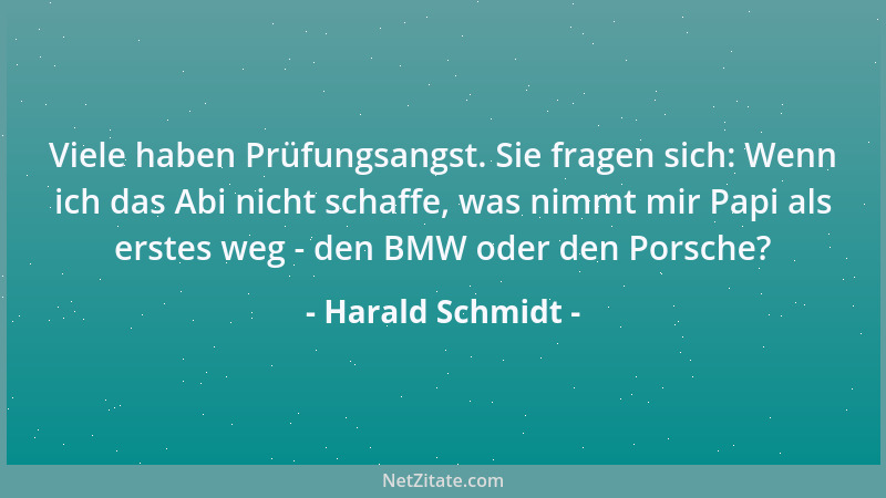 Harald Schmidt - Viele haben Prüfungsangst. Sie fragen sich: Wenn ich das Abi nicht schaffe, was nimmt mir Papi als erstes...