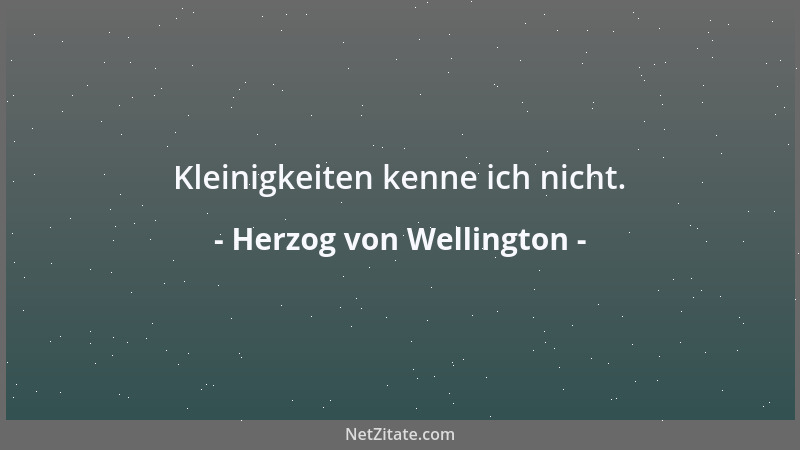 Herzog von Wellington - Kleinigkeiten kenne ich nicht....