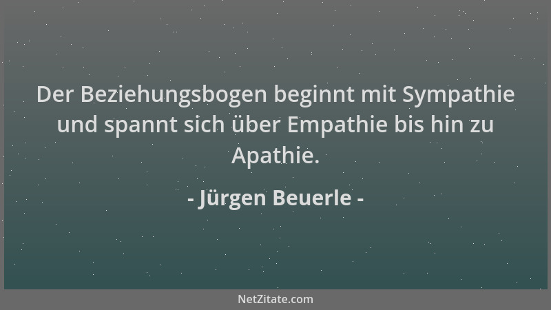 Jürgen Beuerle - Der Beziehungsbogen beginnt mit Sympathie und spannt sich über Empathie bis hin zu Apathie....
