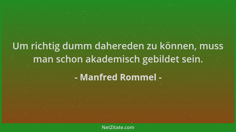 Manfred Rommel - Um richtig dumm dahereden zu können, muss man schon akademisch gebildet sein....