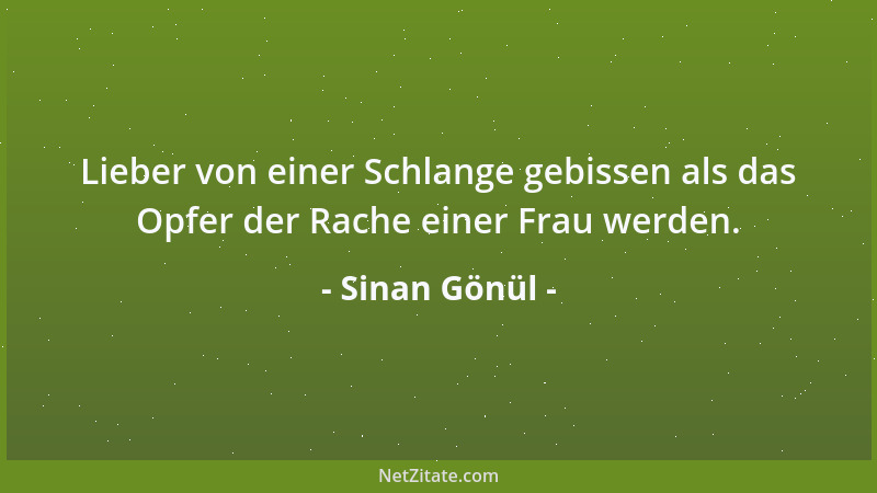 Sinan Gönül - Lieber von einer Schlange gebissen als das Opfer der Rache einer Frau werden....