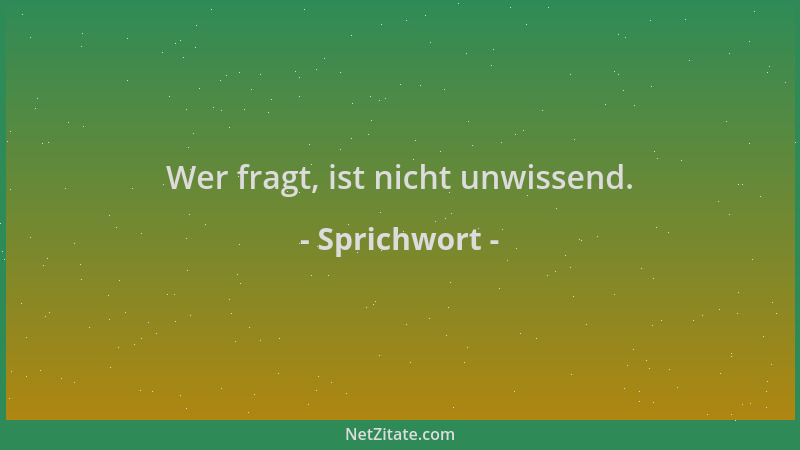 Sprichwort - Wer fragt, ist nicht unwissend....