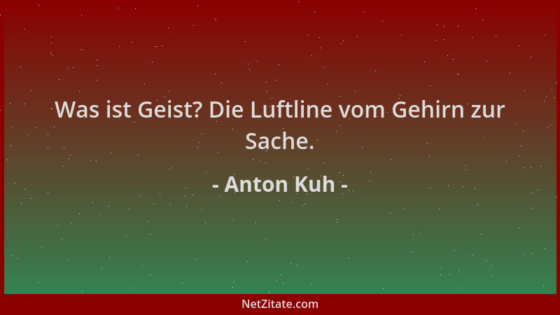 Anton Kuh - Was ist Geist? Die Luftline vom Gehirn zur Sache....