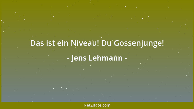 Jens Lehmann - Das ist ein Niveau! Du Gossenjunge!...