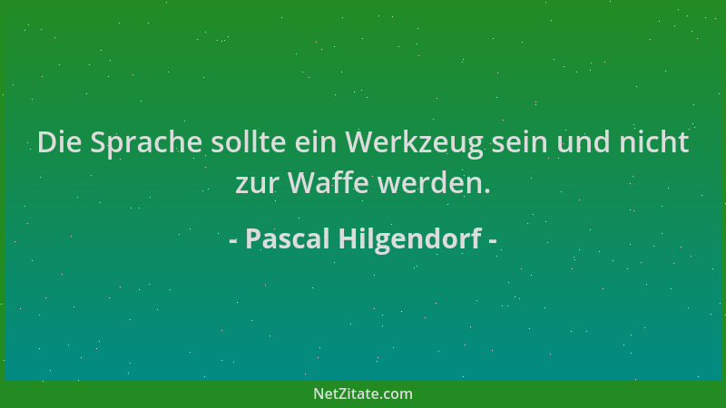 Pascal Hilgendorf - Die Sprache sollte ein Werkzeug sein und nicht zur Waffe werden....