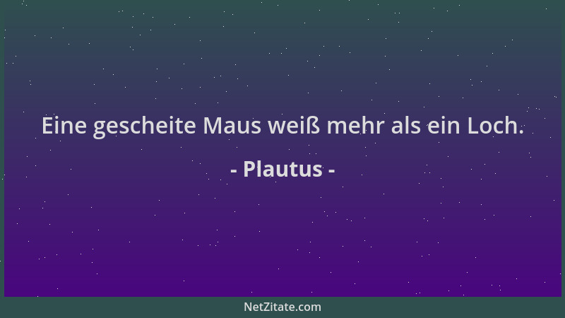 Plautus - Eine gescheite Maus weiß mehr als ein Loch....