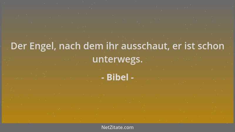 Bibel - Der Engel, nach dem ihr ausschaut, er ist schon unterwegs....