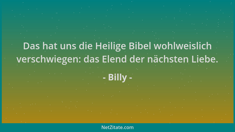 Billy - Das hat uns die Heilige Bibel wohlweislich verschwiegen: das Elend der nächsten Liebe....