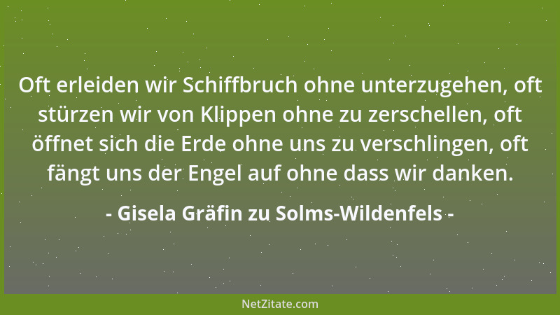 Gisela Gräfin zu Solms-Wildenfels - Oft erleiden wir Schiffbruch ohne unterzugehen, oft stürzen wir von Klippen ohne zu zer...