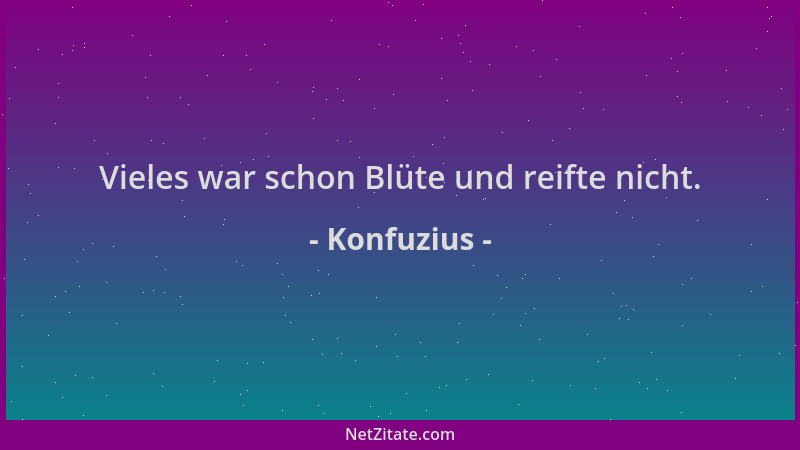 Konfuzius - Vieles war schon Blüte und reifte nicht....