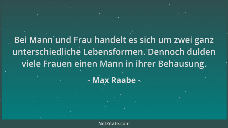 Max Raabe - Bei Mann und Frau handelt es sich um zwei ganz unterschiedliche Lebensformen. Dennoch dulden viele Frauen einen...