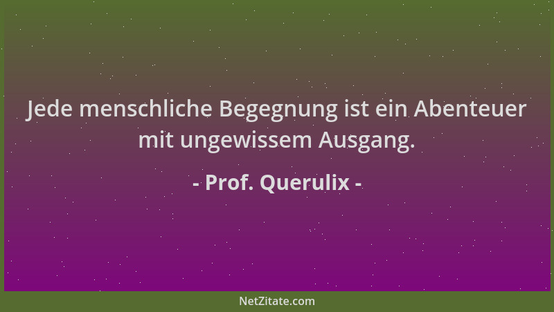 Prof. Querulix - Jede menschliche Begegnung ist ein Abenteuer mit ungewissem Ausgang....
