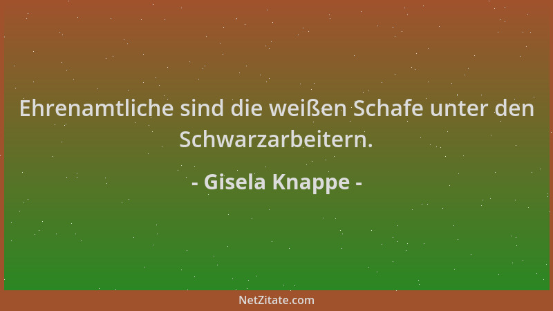Gisela Knappe - Ehrenamtliche sind die weißen Schafe unter den Schwarzarbeitern....