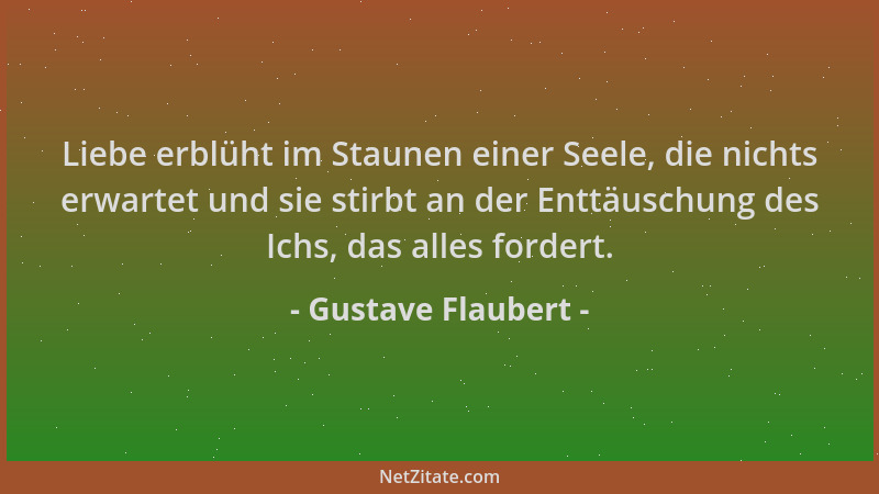 Gustave Flaubert - Liebe erblüht im Staunen einer Seele, die nichts erwartet und sie stirbt an der Enttäuschung des Ichs, d...