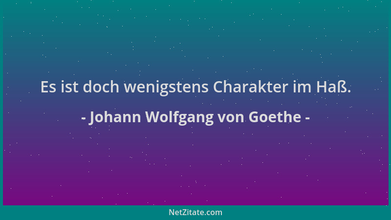 Johann Wolfgang von Goethe - Es ist doch wenigstens Charakter im Haß....