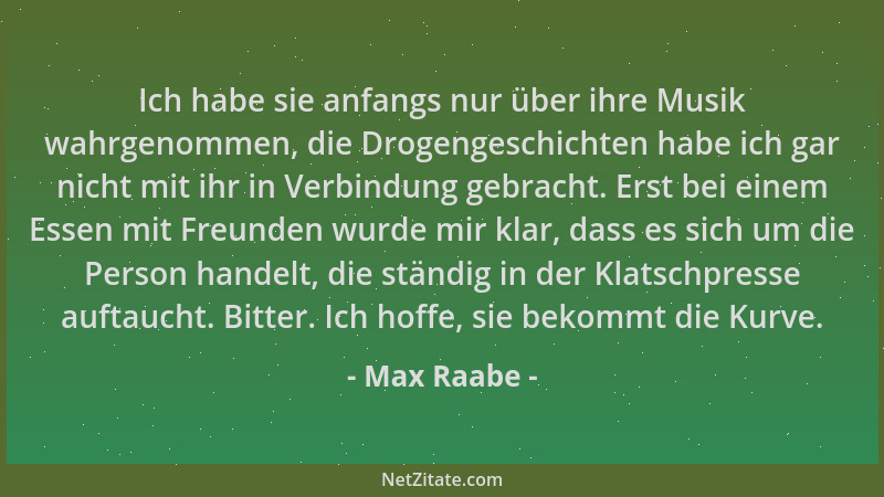 Max Raabe - Ich habe sie anfangs nur über ihre Musik wahrgenommen, die Drogengeschichten habe ich gar nicht mit ihr in Verb...