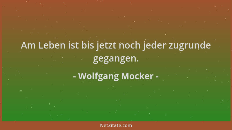 Wolfgang Mocker - Am Leben ist bis jetzt noch jeder zugrunde gegangen....