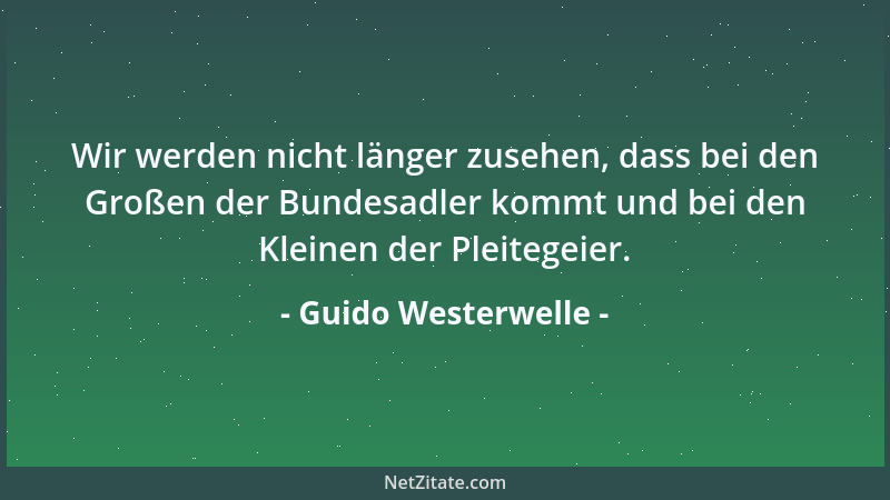 Guido Westerwelle - Wir werden nicht länger zusehen, dass bei den Großen der Bundesadler kommt und bei den Kleinen der Plei...