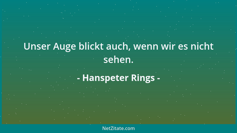 Hanspeter Rings - Unser Auge blickt auch, wenn wir es nicht sehen....