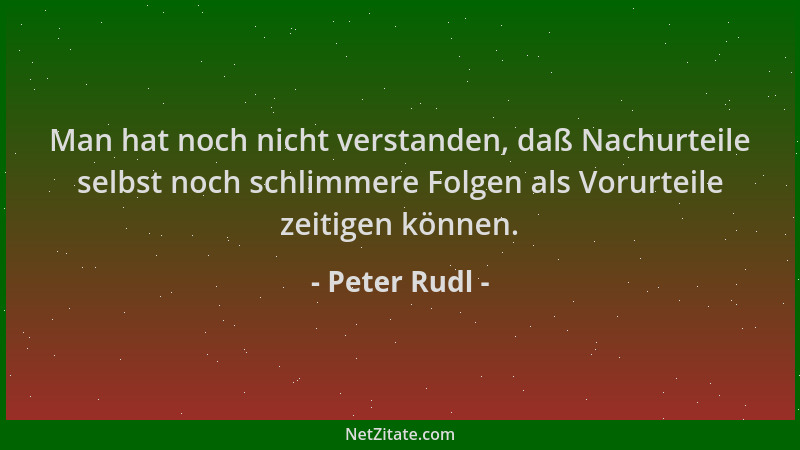 Peter Rudl - Man hat noch nicht verstanden, daß Nachurteile selbst noch schlimmere Folgen als Vorurteile zeitigen können....