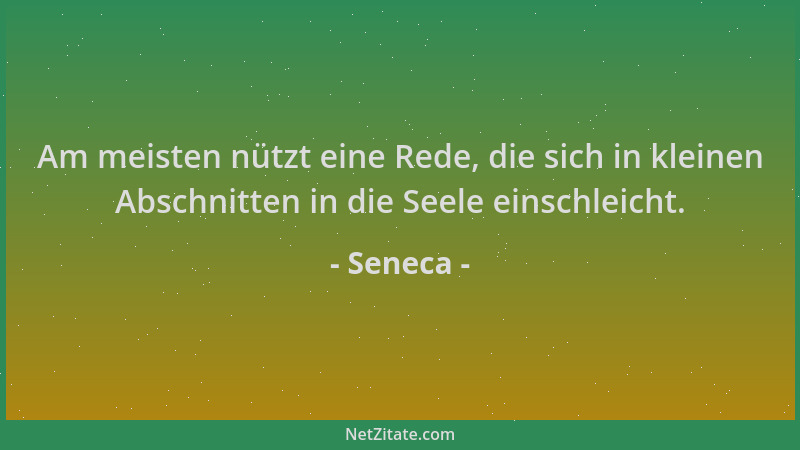 Seneca - Am meisten nützt eine Rede, die sich in kleinen Abschnitten in die Seele einschleicht....