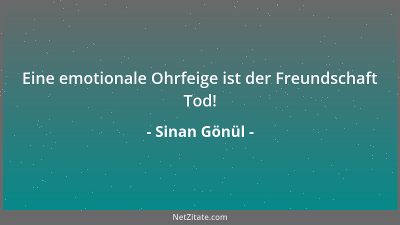 Sinan Gönül - Eine emotionale Ohrfeige ist der Freundschaft Tod!...