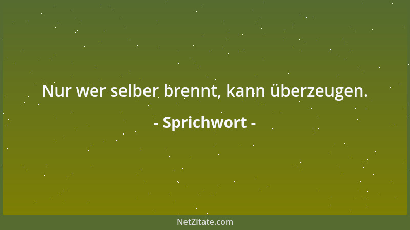 Sprichwort - Nur wer selber brennt, kann überzeugen....