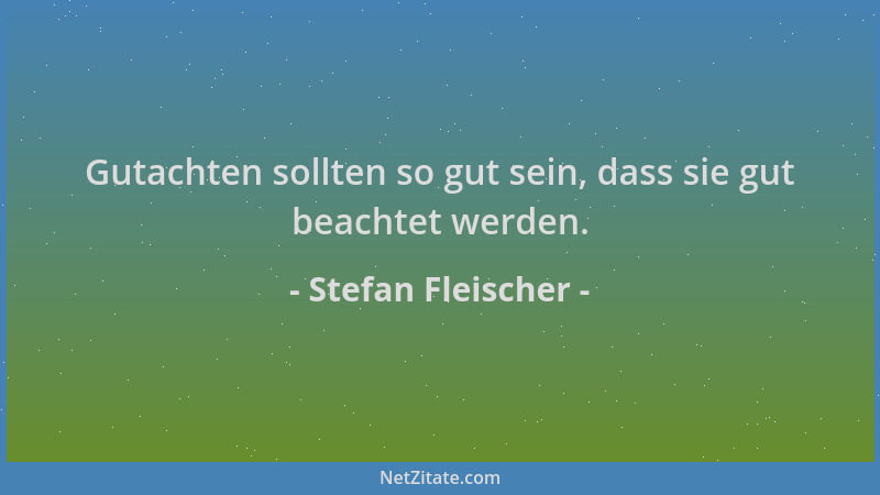 Stefan Fleischer - Gutachten sollten so gut sein, dass sie gut beachtet werden....