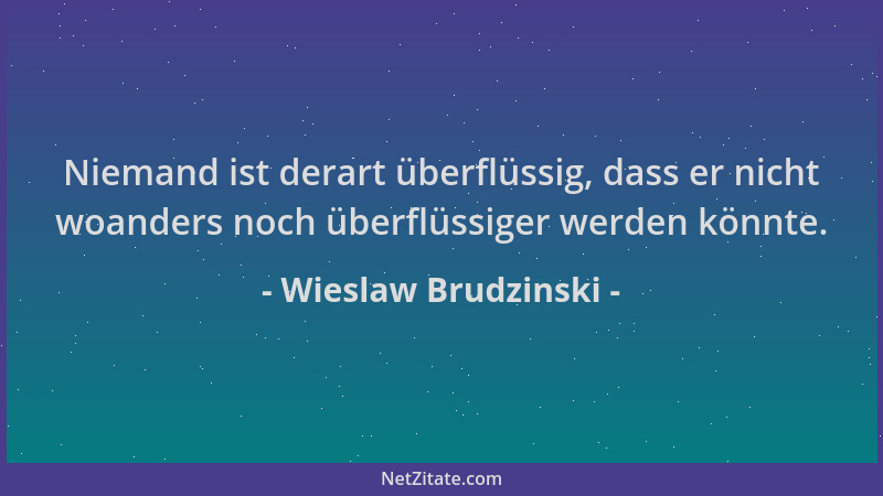 Wieslaw Brudzinski - Niemand ist derart überflüssig, dass er nicht woanders noch überflüssiger werden könnte....