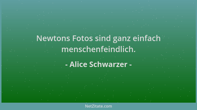 Alice Schwarzer - Newtons Fotos sind ganz einfach menschenfeindlich....