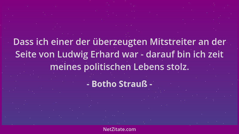 Botho Strauß - Dass ich einer der überzeugten Mitstreiter an der Seite von Ludwig Erhard war - darauf bin ich zeit meines p...